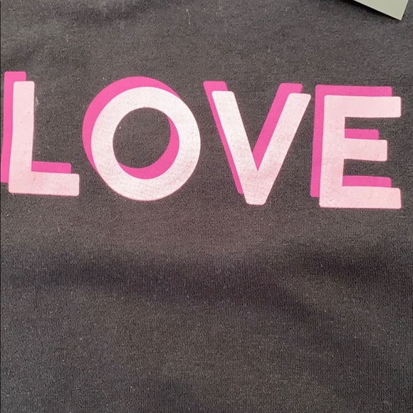 Marled black LOVE sweatshirt bell sleeve, Large NWT.  Cotton/poly blend - Picture 3 of 9